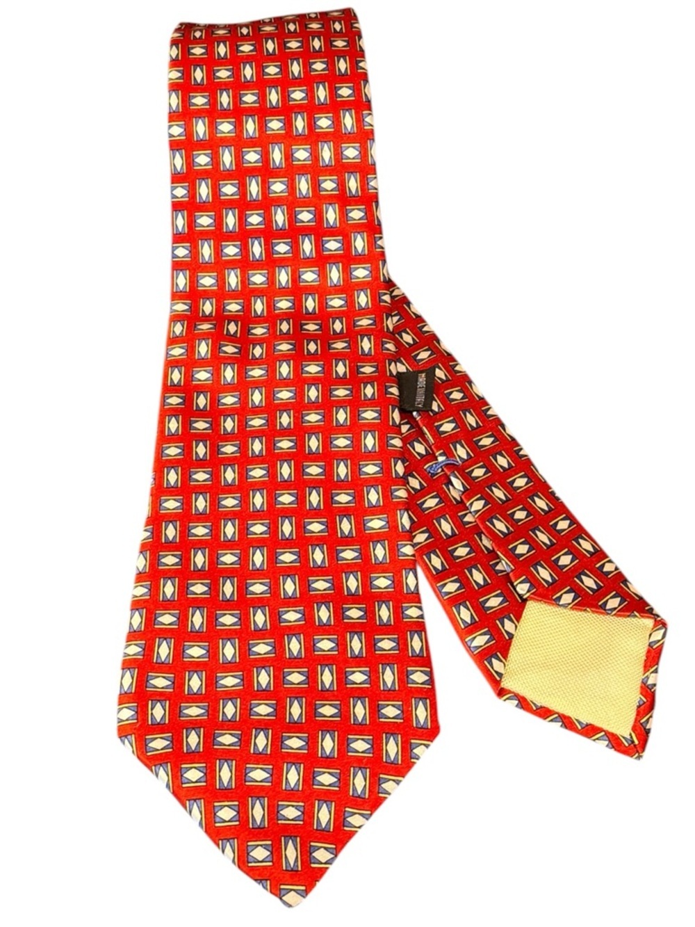 Truzzi Milano 1890 Mens Silk Tie Red Blue Foulard Geometric Italy Vintage